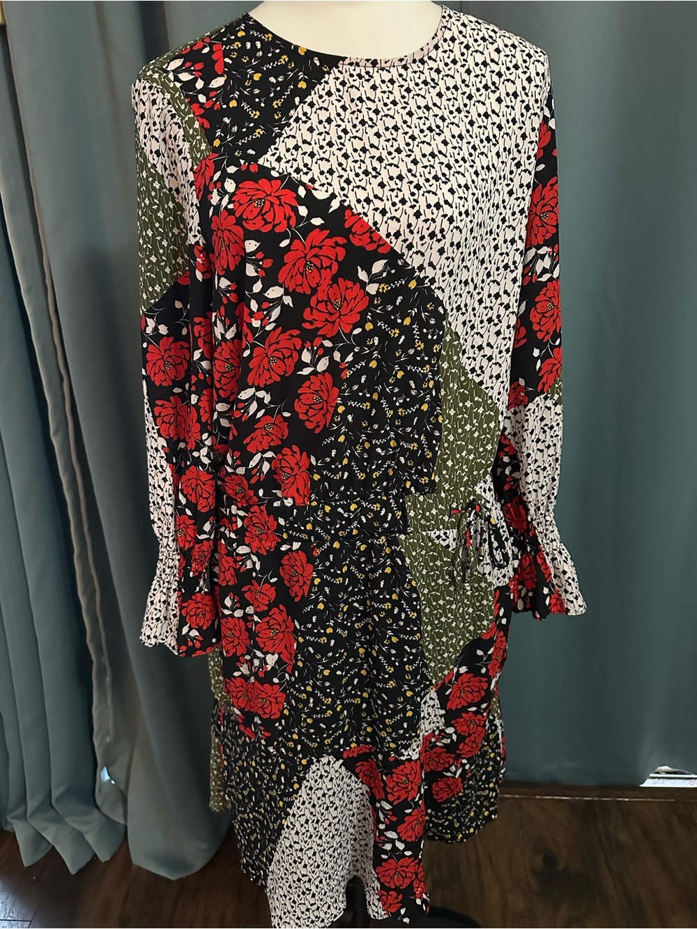 Libby Edelman Women's Patchwork Floral Midi Dress – Size Large